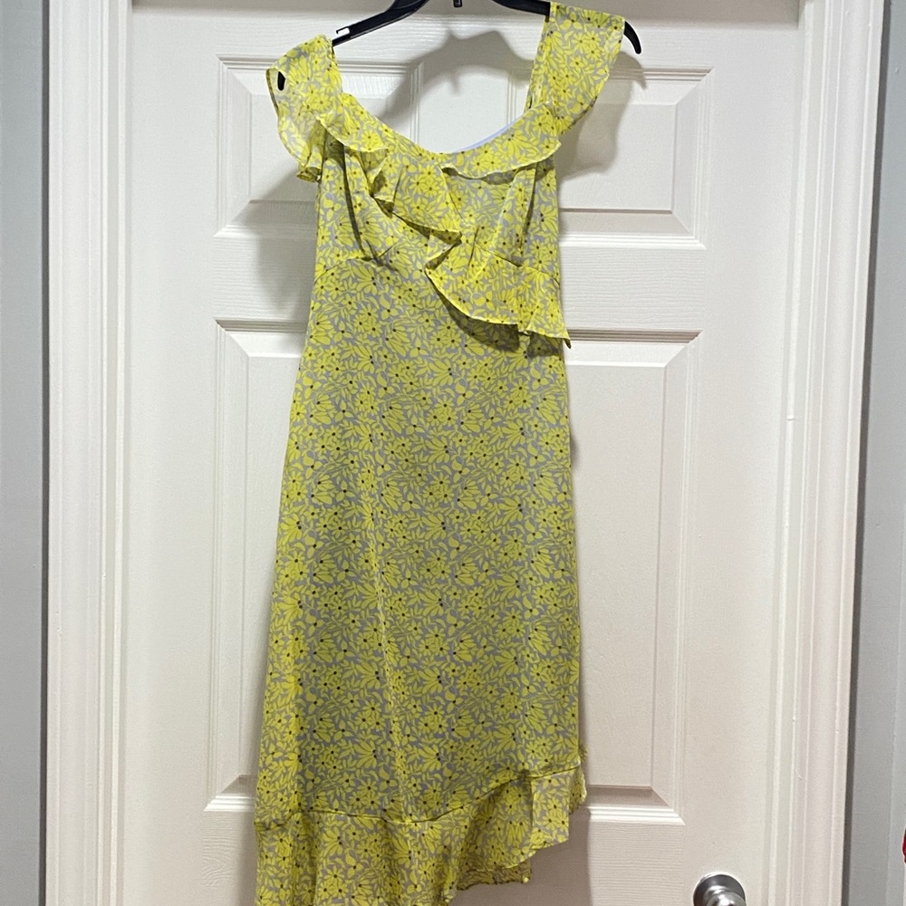Nanette Lepore Lemon Meringue Spring Bloom asymmetrical ruffle print dress